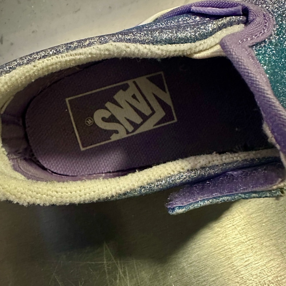 Vans Glittery Blue and Purple Kids Sneakers - Picture 7 of 8